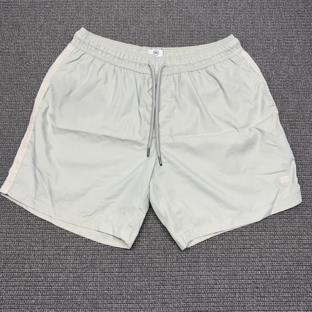 Topman Mens Swim Shorts Sage Green Side Stripe Drawstring Trunks‎ Size S/M